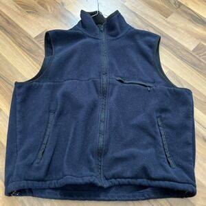 Vintage 90's Eddie Bauer Mens Vest Navy Blue Full Zip Pockets Size Large